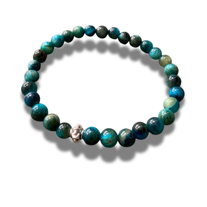 Armband - natuursteen - Tijgeroog blauw - Tiger eye - 18,5 cm 6 mm
