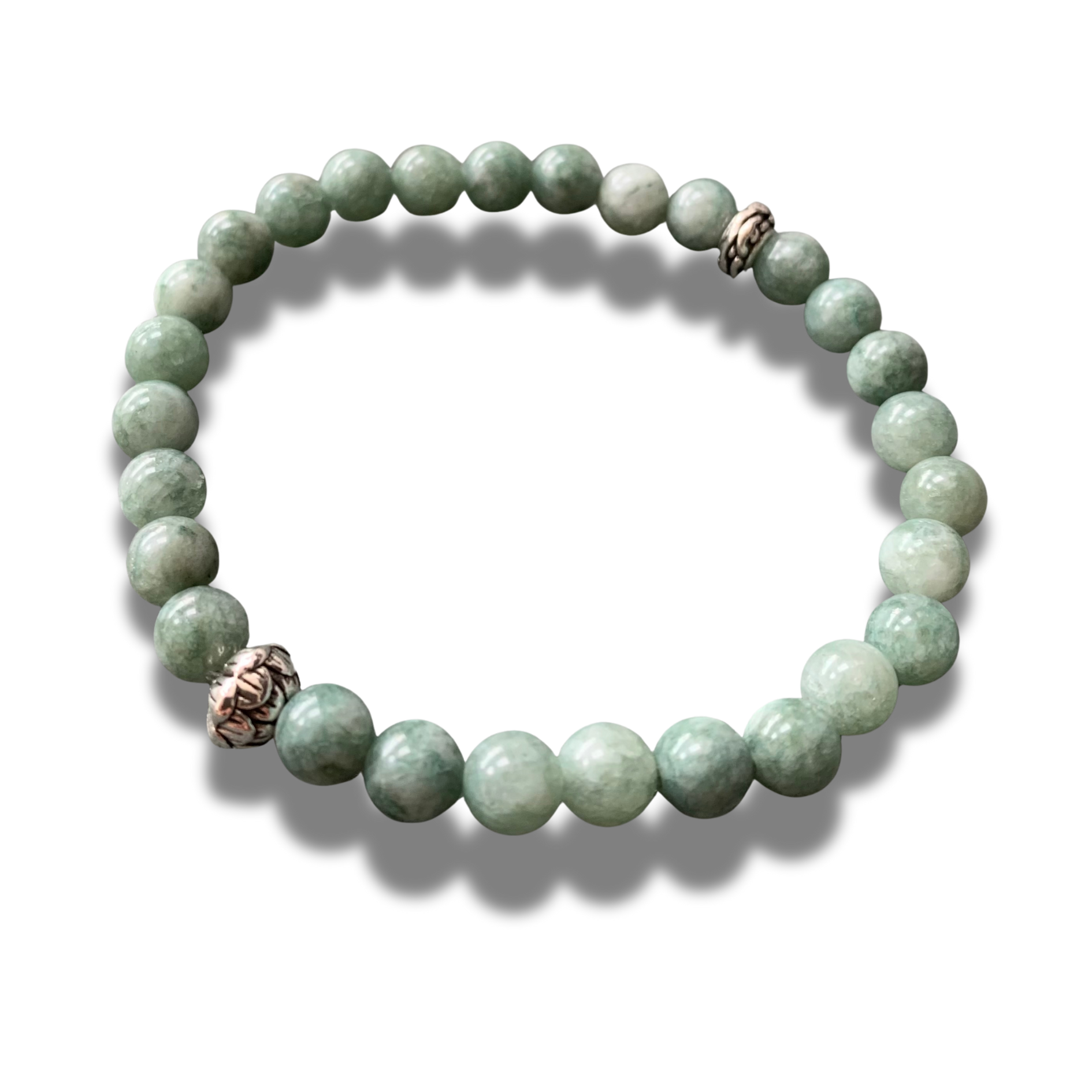 Armband - natuursteen - Jade - 18 cm 6 mm - zilverkleurige elementen