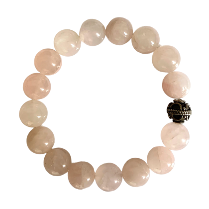 roze kwarts met zilveren kraal 12mm 19,5cm 021