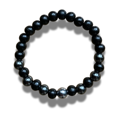 Armband Hout en Hematite 8 mm