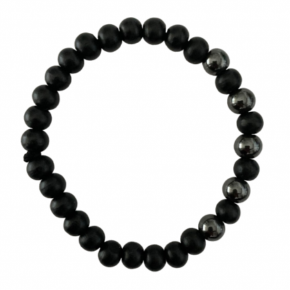 Armband Hout en Hematite 8 mm