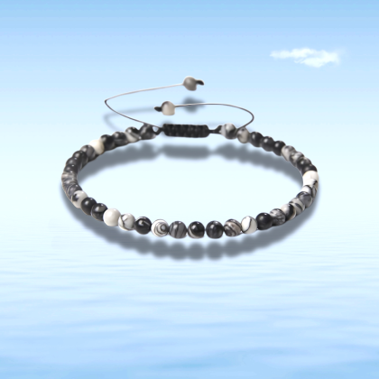 Zwart Wit armband 4 mm 17,5 cm