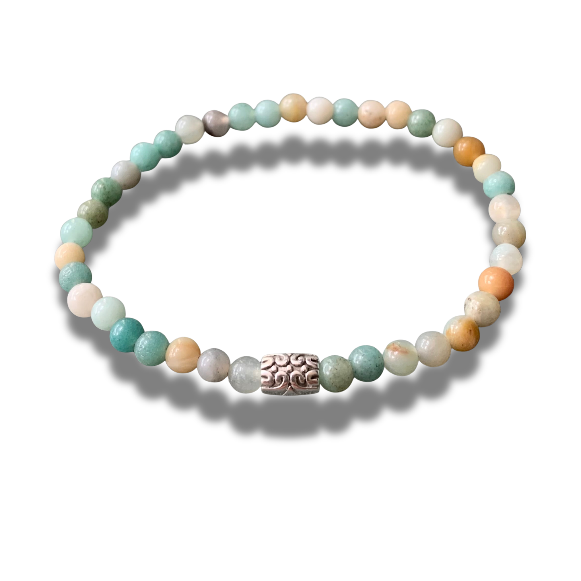 Armband - natuursteen - Amazoniet - zilverkleurig element - 4 mm 18 cm