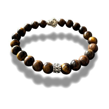 Armband tijgeroog met buddha teken 8 mm 20,5 cm