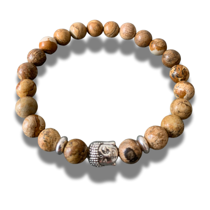 Armband Jaspis met Buddha teken 8 mm 20,5 cm