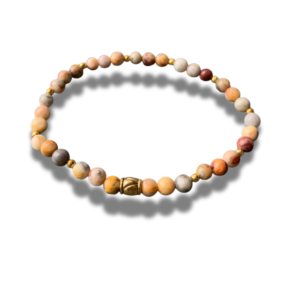 Armband - natuursteen - crazy agaat - goudkleurige elementen - 4 mm 18 cm