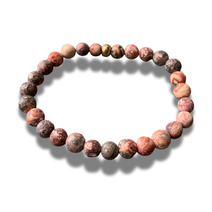Armband - natuursteen - Leopard Jaspis - goudkleurig element - 6 mm 19 cm