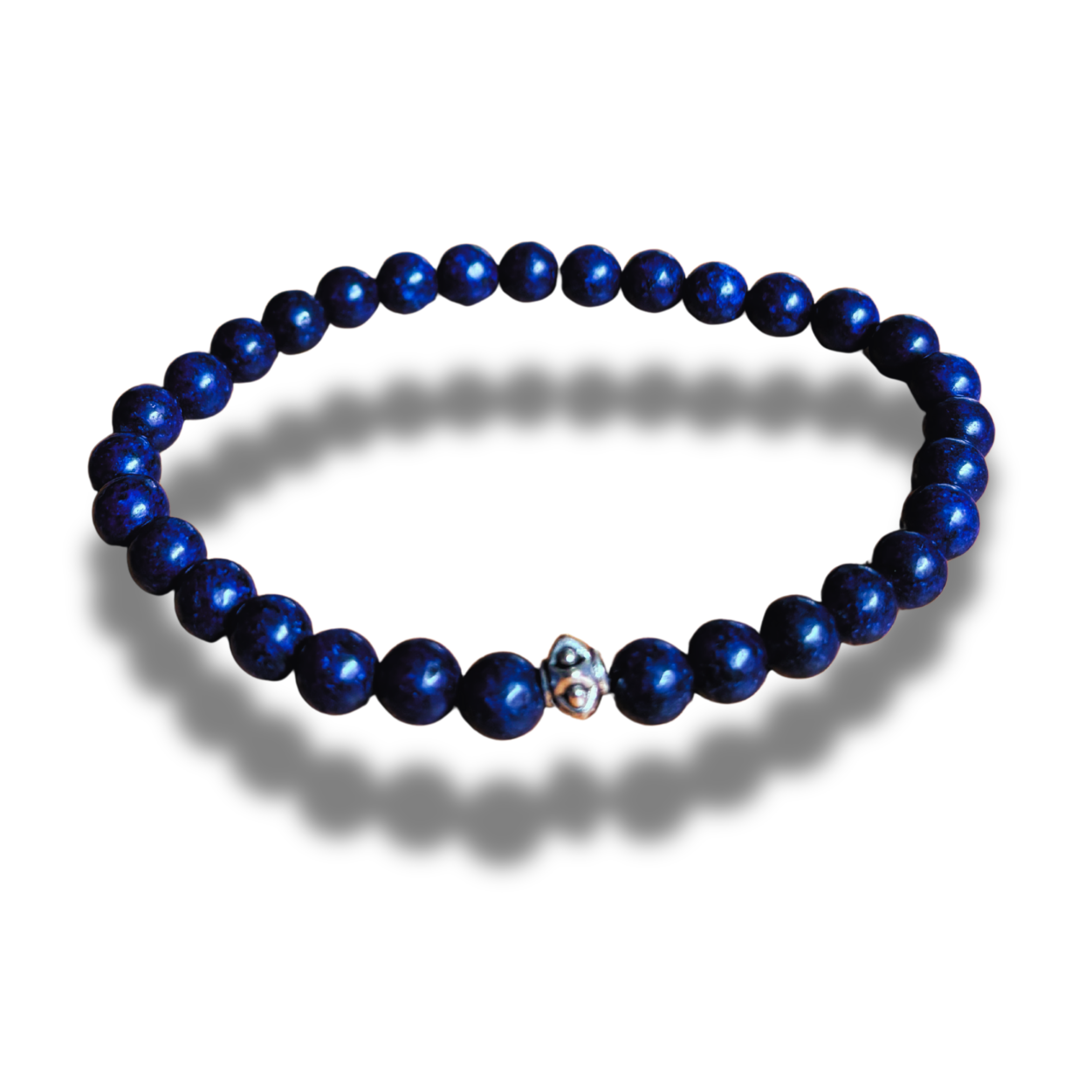 Armband Lapis lazuli - zilverkleurig element - 6 mm 19,5 cm