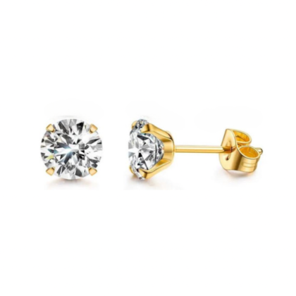 Oorstekers - Staal - Goud kleurig - Gold plated - zirkonia