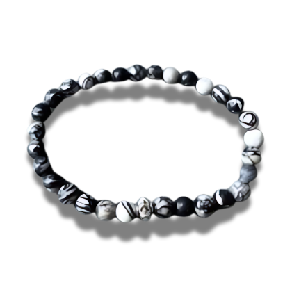 Armband natuursteen Jaspis - zilverkleurig element - 6 mm 18 cm