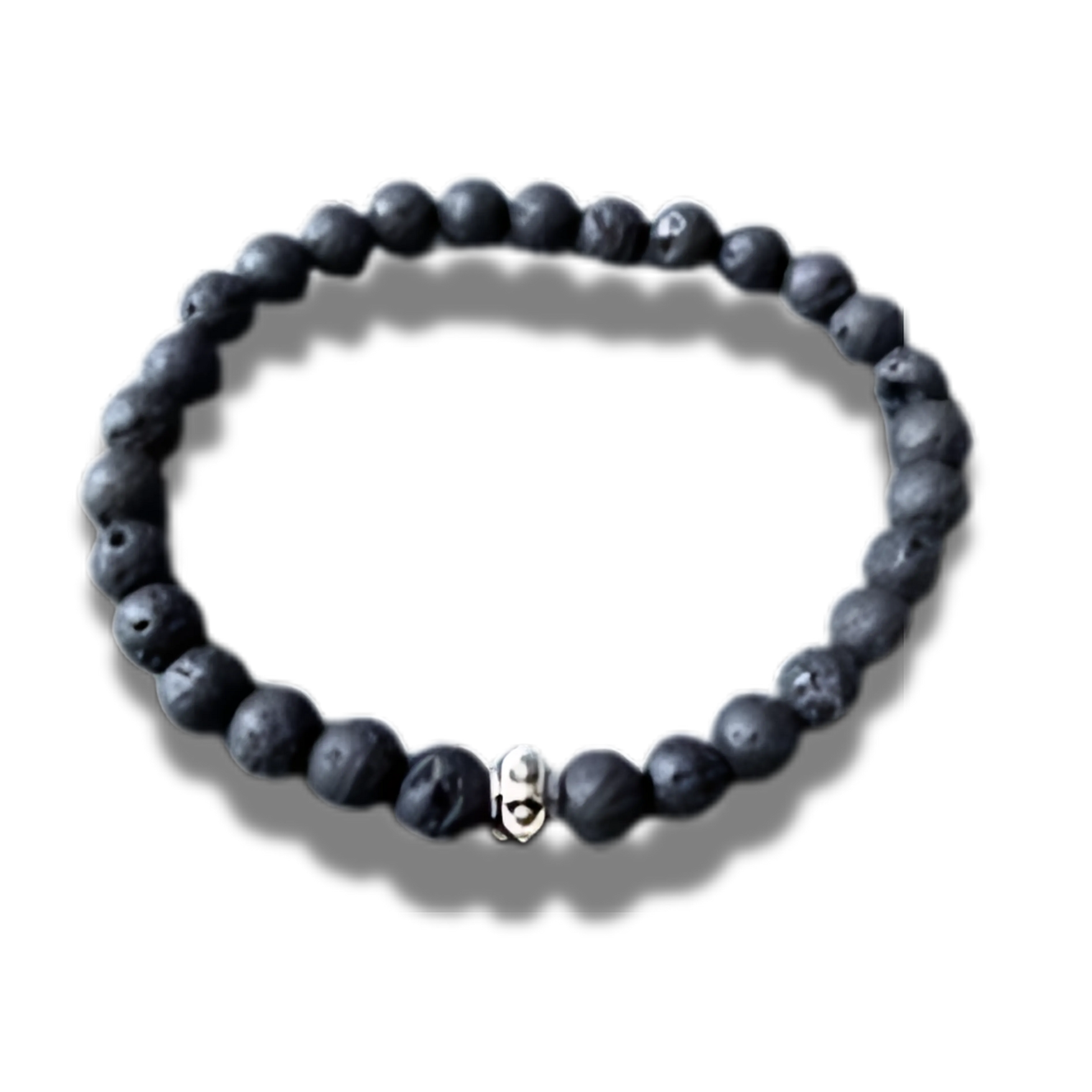Armband natuursteen Lava - zilverkleurig element - 6 mm 19 cm