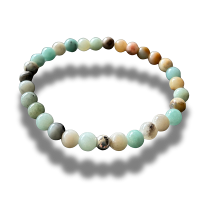 Armband - natuursteen - Amazoniet - multicolor - 6 mm 19 cm