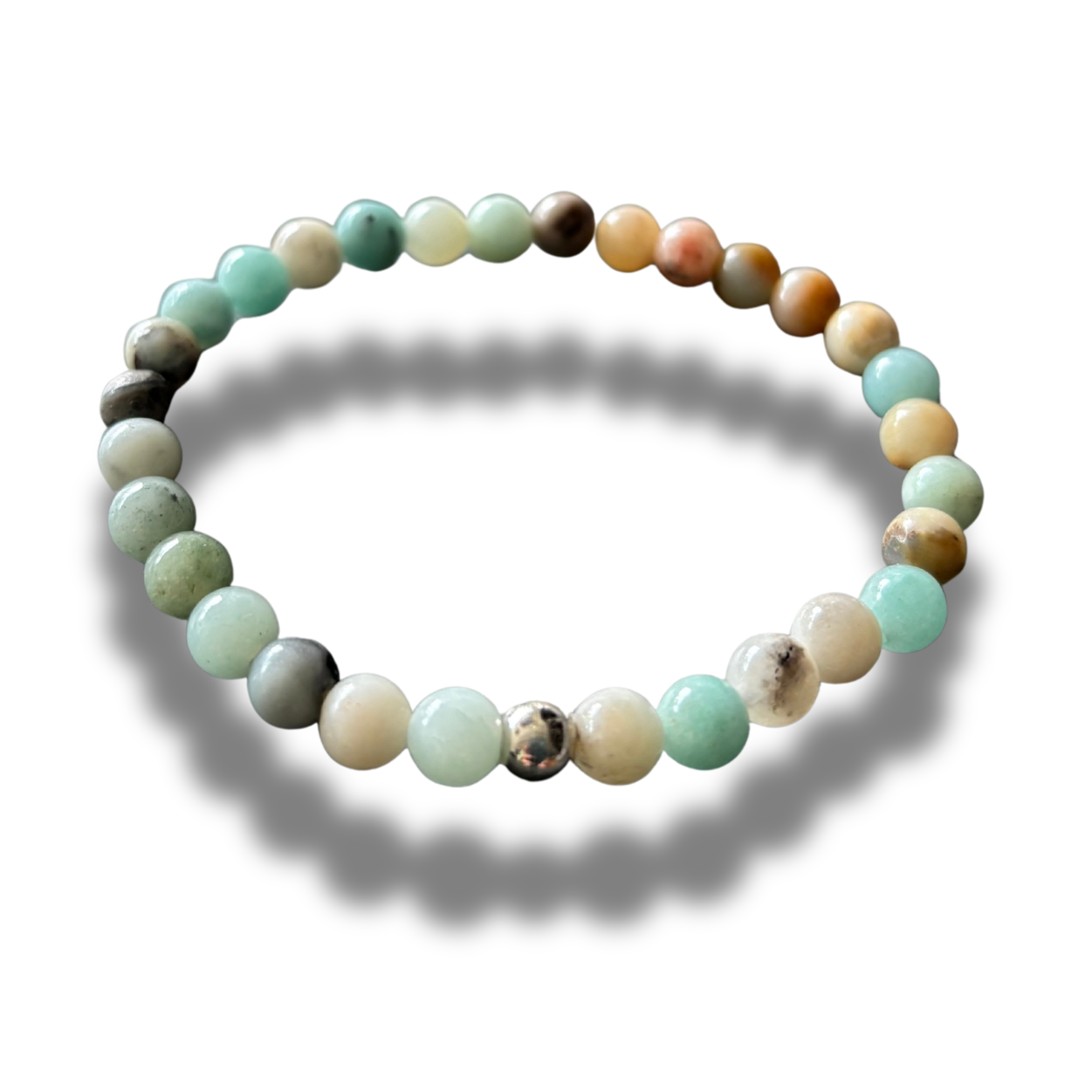 Armband - natuursteen - Amazoniet - multicolor - 6 mm 19 cm