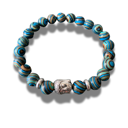 Armband - natuursteen - blauwe malachiet - 8 mm - 20 cm