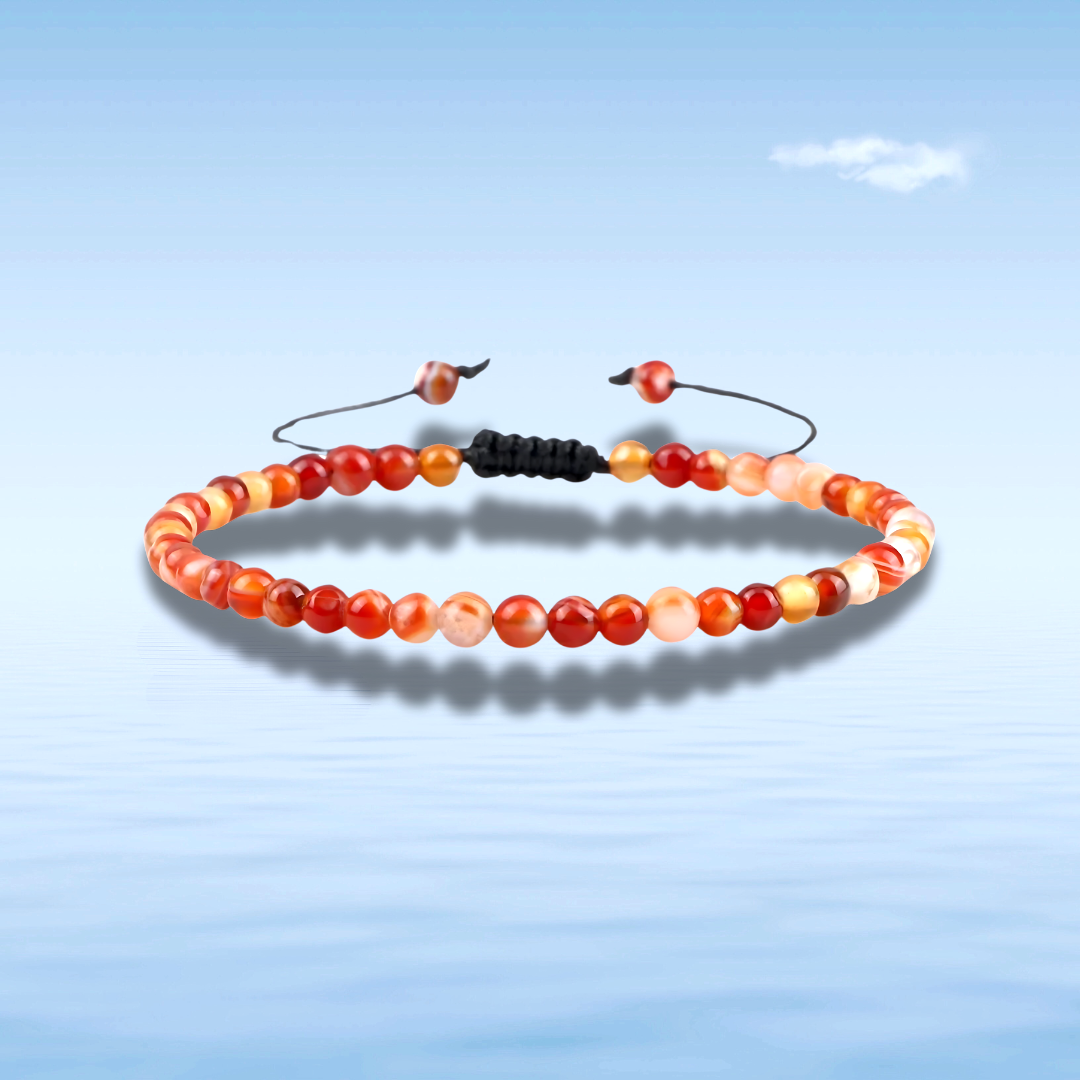 Armband - natuursteen - red striped agaat - 4 mm - 16 tot circa 21 cm - Afbeelding 4