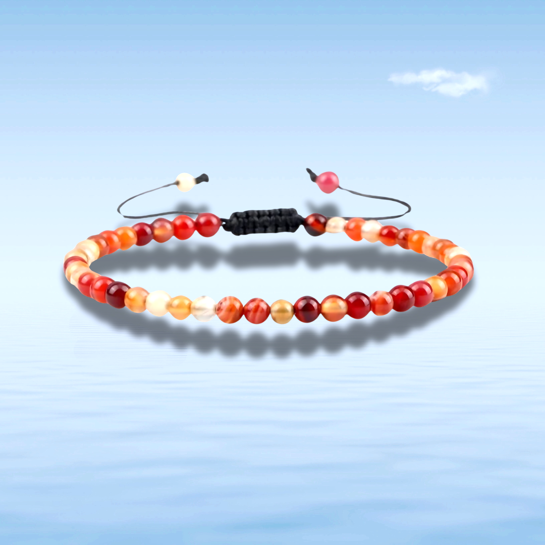 Armband - natuursteen - orange striped agaat - 4 mm - 16 tot circa 21 cm - Afbeelding 5