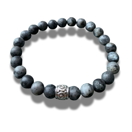Armband - natuursteen - mat zwarte labradoriet - 8 mm 21 cm