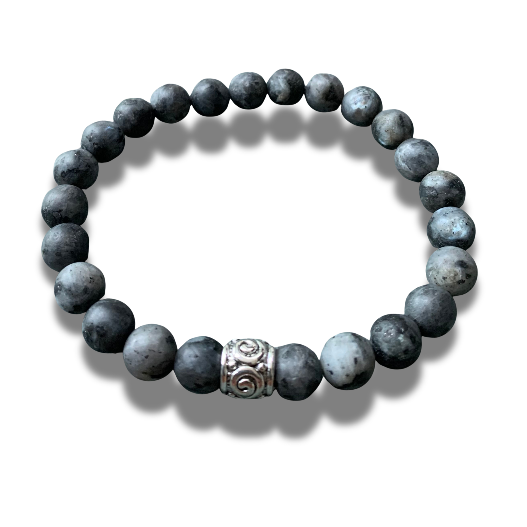 Armband - natuursteen - mat zwarte labradoriet - 8 mm 21 cm