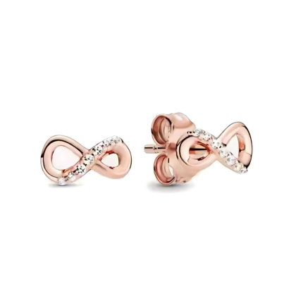 Oorbellen - 925 Sterling Zilver - oorstekers Infinity - rosé goudkleurig - groot model