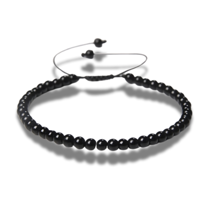 Armband - natuursteen - 4 mm - onyx - 16 tot circa 21 cm