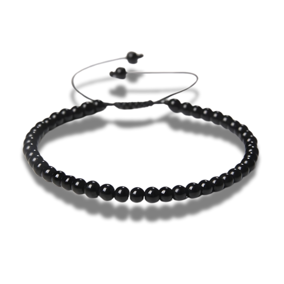 Armband - natuursteen - 4 mm - onyx - 16 tot circa 21 cm