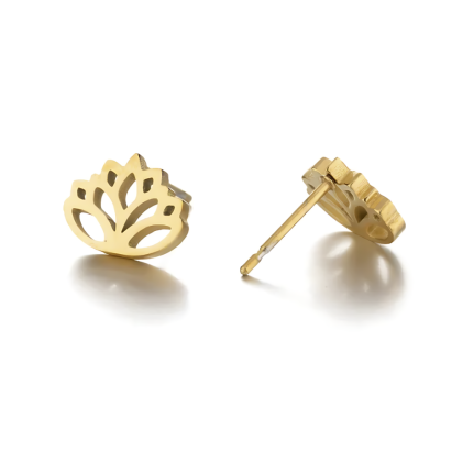 Oorbellen - oorstekers - Lotus bloem - goudkleurig