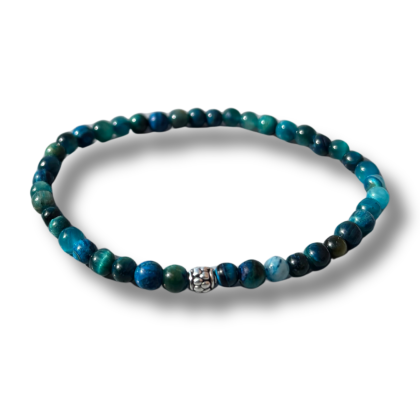 Armband - natuursteen - apatite - 4 mm - 17,5 cm - zilverkleurig element