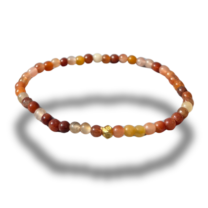 Armband - natuursteen - amber agaat - 4 mm - 18 cm - goudkleurig element