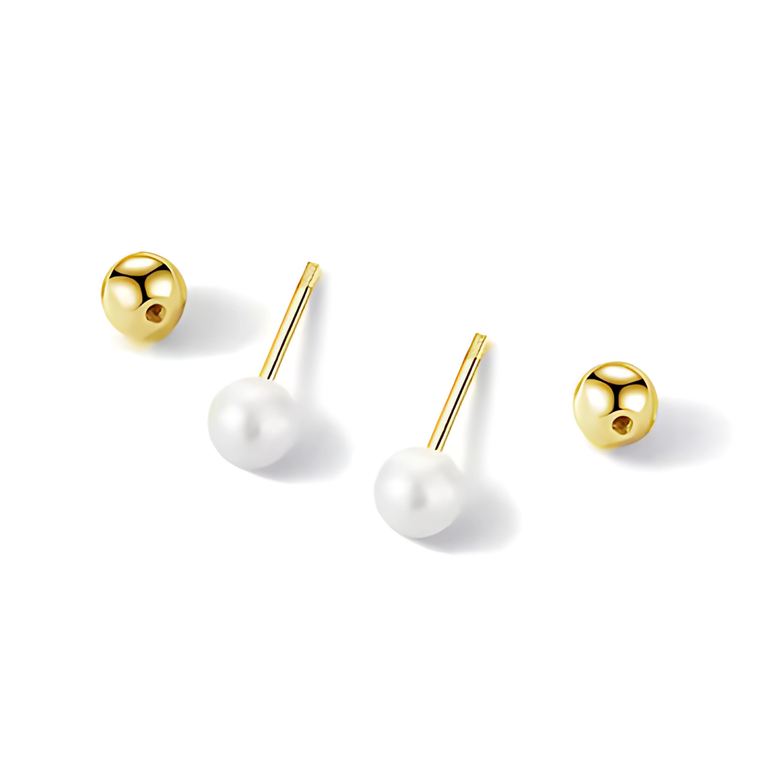 Oorbellen - oorstekers - kunstmatige parel - 8 mm – Zilver - goudkleurig - Afbeelding 7