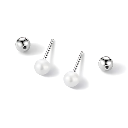 Oorbellen - oorstekers - kunstmatige parel - 4 mm – 925 Sterling Zilver
