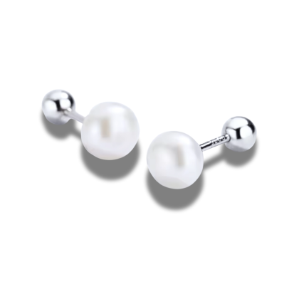 Oorbellen - oorstekers - kunstmatige parel - 4 mm – 925 Sterling Zilver