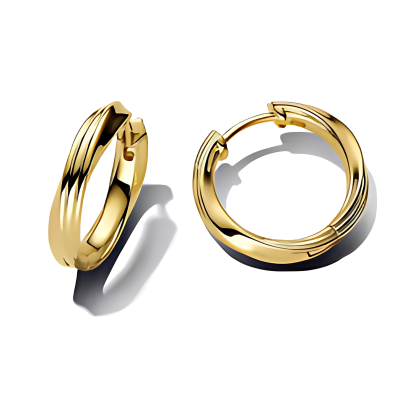 Oorbellen - oorringen - 925 sterling zilver - goudkleurig - gedraaid - twisted