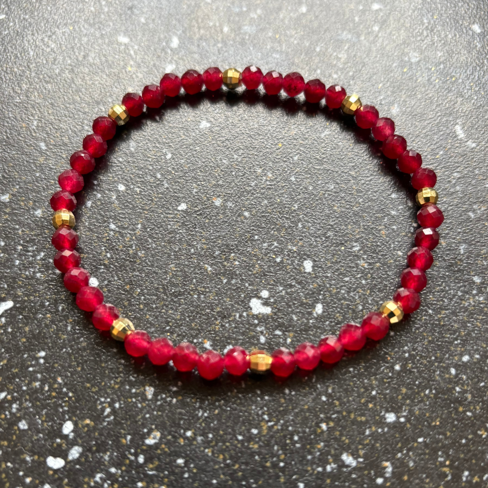 Armband - natuursteen - red saffier gefaceteerd - 4 mm - 18,5 mm - Afbeelding 5