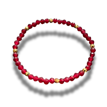 Armband - natuursteen - red saffier gefaceteerd - 4 mm - 18,5 mm