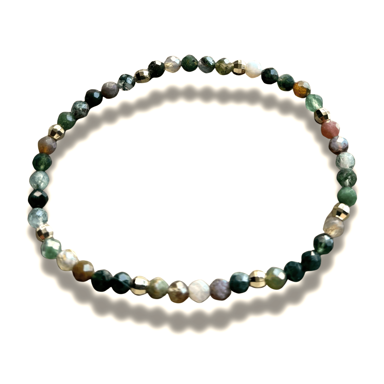 Armband - natuursteen - indiana agaat - gefaceteerd - 4 mm - 19 cm - goudkleurig element