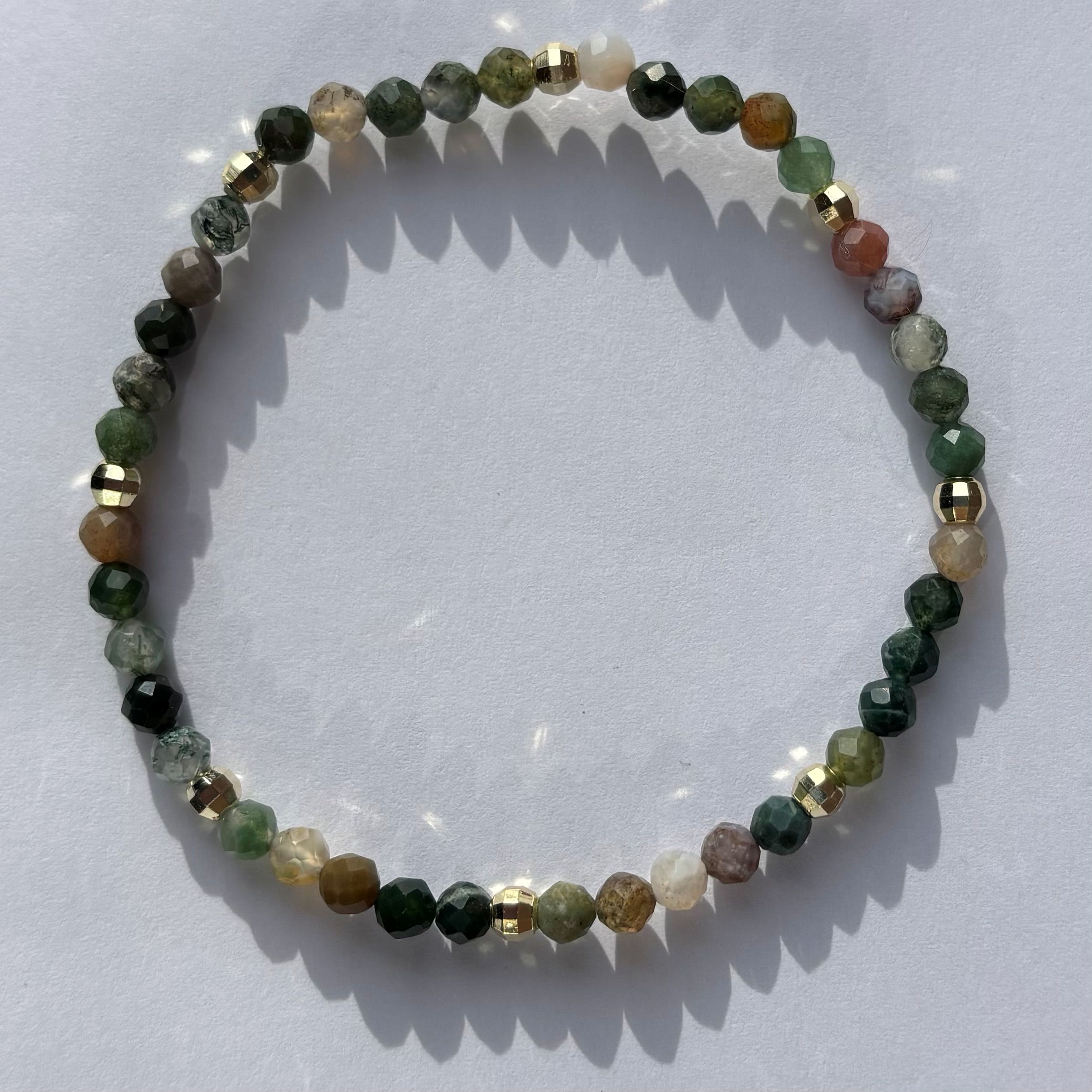Armband - natuursteen - indiana agaat - gefaceteerd - 4 mm - 19 cm - goudkleurig element - Afbeelding 6