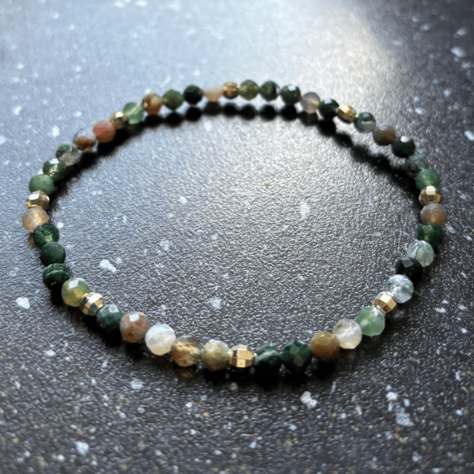 Armband - natuursteen - indiana agaat - gefaceteerd - 4 mm - 19 cm - goudkleurig element - Afbeelding 5