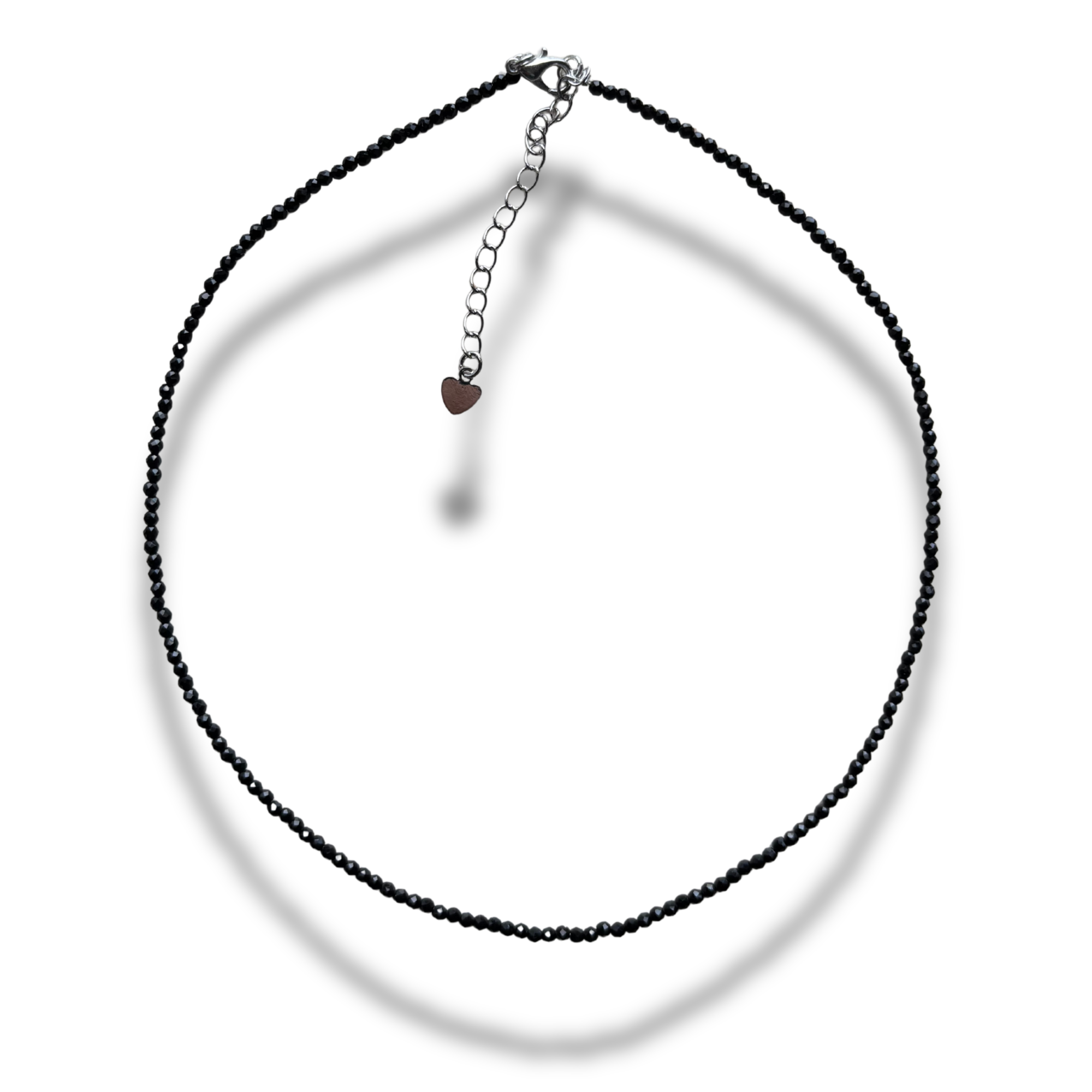 Collier - ketting - zwart - lengte 37 cm - 2 mm dik - spinel natuurstenen - Afbeelding 3