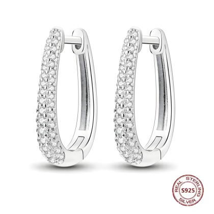 Oorstekers - oorbellen - 925 sterling zilver - zirkonia - ei vormig - klapsluiting