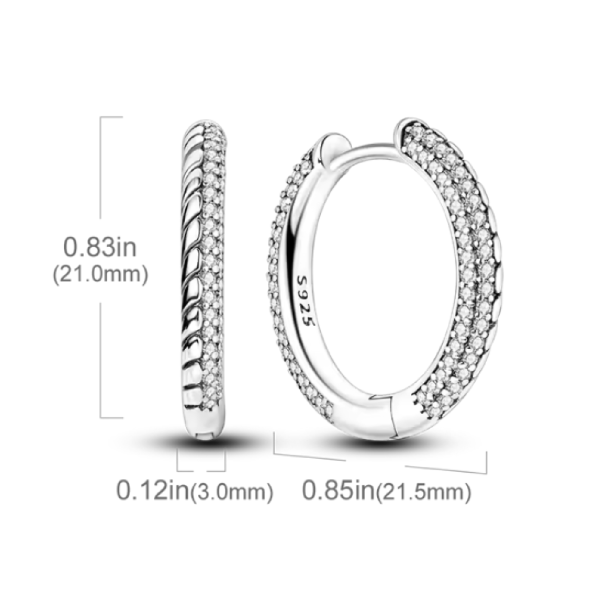 Oorstekers - oorbellen - 925 sterling zilver - half zirkonia - half buddha- klapsluiting - Afbeelding 5