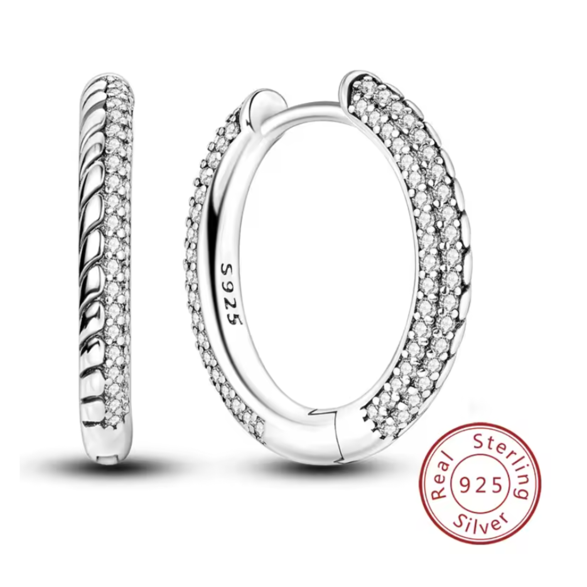 Oorstekers - oorbellen - 925 sterling zilver - half zirkonia - half buddha- klapsluiting