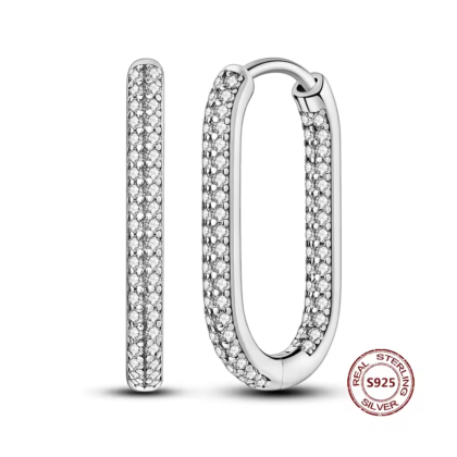 Oorstekers - oorbellen - 925 sterling zilver - zirkonia - ovaal - met zirkonia