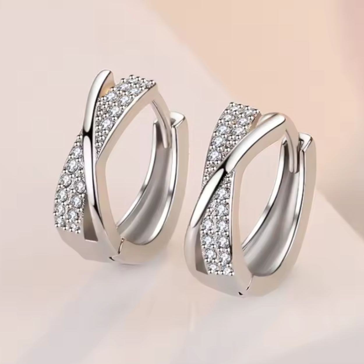Oorbellen - oorringen - 925 sterling zilver - zirkonia - klapsluiting - Afbeelding 3