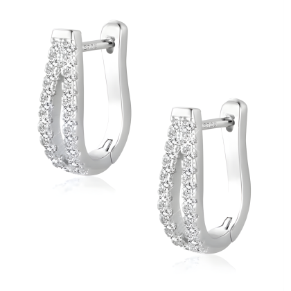 Oorbellen - oorringen - 925 Sterling Zilver - zirkonia - klapsluiting - zilverkleurig
