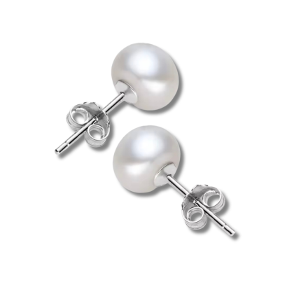Oorbellen - oorstekers - zoetwaterparel - 8 mm – 925 Sterling Zilver